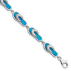 Lex & Lu Sterling Silver Created Blue Opal Inlay Sandal Bracelet 7'' - Lex & Lu