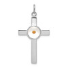 Lex & Lu Sterling Silver w/Rhodium Polshd & Epxy Cross w/Mustard Seed Pendant - Lex & Lu