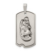 Lex & Lu Sterling Silver Satin Antiqued St. Christopher Dog Tag Pendant - Lex & Lu