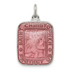 Lex & Lu Sterling Silver Pink Enamel Square St. Christopher Medal Pendant - Lex & Lu