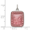 Lex & Lu Sterling Silver Pink Enamel Square St. Christopher Medal Pendant - 3 - Lex & Lu