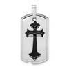 Lex & Lu Sterling Silver w/Rhodium Black Epoxy Cross Dog Tag Pendant - Lex & Lu