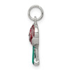 Lex & Lu Sterling Silver Green & Red Enamel Rose Charm - 2 - Lex & Lu
