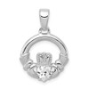 Lex & Lu Sterling Silver w/Rhodium CZ Claddagh Pendant LAL106397 - Lex & Lu