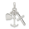 Lex & Lu Sterling Silver Polished Anchor Heart and Cross Pendant - 4 - Lex & Lu