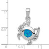 Lex & Lu Sterling Silver Blue Inlay Created Opal Crab Pendant - 4 - Lex & Lu