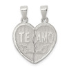 Lex & Lu Sterling Silver Polished Te Amo Break Apart Heart Pendant - Lex & Lu