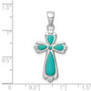 Lex & Lu Sterling Silver w/Rhodium Imitation Turquoise Cross Pendant - 4 - Lex & Lu