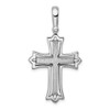 Lex & Lu Sterling Silver w/Rhodium Brushed/Polished Cross Pendant - Lex & Lu