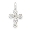 Lex & Lu Sterling Silver Polished Cross CZ Charm - 4 - Lex & Lu