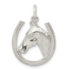 Lex & Lu Sterling Silver Horseshoe w/Horse Head Pendant - Lex & Lu