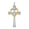 Lex & Lu Sterling Silver w/Rhodium & Gold-tone Cross w/Heart Pendant - Lex & Lu