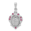 Lex & Lu Sterling Silver w/Rhodium Polished Miraculous Pink CZ Pendant - Lex & Lu