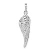 Lex & Lu Sterling Silver w/Rhodium Polished/Textured Angel Wing Pendant - Lex & Lu