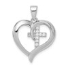 Lex & Lu Sterling Silver w/Rhodium Heart w/CZ Cross Pendant - Lex & Lu