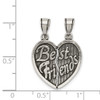 Lex & Lu Sterling Silver Antiqued Best Friends Break Apart Heart Pendant - 3 - Lex & Lu