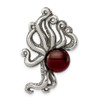 Lex & Lu Sterling Silver Antiqued & Textured Octopus w/Red Stone Chain Slide - Lex & Lu