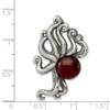 Lex & Lu Sterling Silver Antiqued & Textured Octopus w/Red Stone Chain Slide - 3 - Lex & Lu