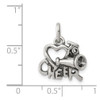 Lex & Lu Sterling Silver Polished Antiqued I Love Cheer Pendant - 3 - Lex & Lu