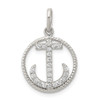 Lex & Lu Sterling Silver Polished CZ Anchor Pendant LAL107139 - Lex & Lu