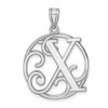 Lex & Lu Sterling Silver Fancy Script Initial X Charm - Lex & Lu