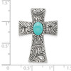 Lex & Lu Sterling Silver Antiqued Reconstituted Turquoise Cabochon Slide - 5 - Lex & Lu