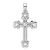 Lex & Lu Sterling Silver w/Rhodium CZ Heart Cross Pendant - Lex & Lu