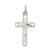 Lex & Lu Sterling Silver Polished Satin 7 D/C Cross Pendant - Lex & Lu