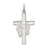 Lex & Lu Sterling Silver Polished and Satin Draped Cross Pendant - Lex & Lu