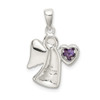 Lex & Lu Sterling Silver Angel w/Purple CZ Heart Pendant - 3 - Lex & Lu