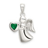 Lex & Lu Sterling Silver Angel w/Dark Green CZ Heart Pendant - Lex & Lu