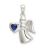 Lex & Lu Sterling Silver Angel w/Dark Blue CZ Heart Pendant - Lex & Lu