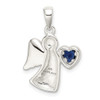 Lex & Lu Sterling Silver Angel w/Dark Blue CZ Heart Pendant - 3 - Lex & Lu