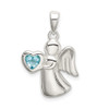 Lex & Lu Sterling Silver Angel w/Light Blue CZ Heart Pendant - Lex & Lu