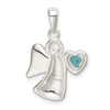 Lex & Lu Sterling Silver Angel w/Light Blue CZ Heart Pendant - 3 - Lex & Lu