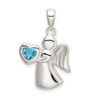 Lex & Lu Sterling Silver Angel w/Blue CZ Heart Pendant - Lex & Lu