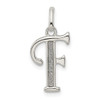 Lex & Lu Sterling Silver Polished Glitter Enamel Letter F Pendant - Lex & Lu