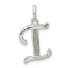 Lex & Lu Sterling Silver Polished Glitter Enamel Letter I Pendant - Lex & Lu