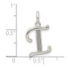 Lex & Lu Sterling Silver Polished Glitter Enamel Letter I Pendant - 3 - Lex & Lu