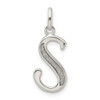Lex & Lu Sterling Silver Polished Glitter Enamel Letter S Pendant - Lex & Lu