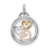 Lex & Lu Sterling Silver Rhodium, Rose & Gold-tone Polished Hearts Pendant - 3 - Lex & Lu