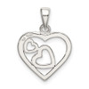 Lex & Lu Sterling Silver Polished and Enameled Hearts Pendant - 3 - Lex & Lu