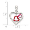 Lex & Lu Sterling Silver Polished and Enameled Hearts Pendant - 4 - Lex & Lu