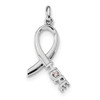 Lex & Lu Sterling Silver w/Rhodium Pink CZ Hope Awareness Ribbon Pendant - Lex & Lu