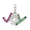 Lex & Lu Sterling Silver Polished Red White & Green CZ Joy Pendant - Lex & Lu