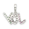 Lex & Lu Sterling Silver Polished Red White & Green CZ Joy Pendant - 3 - Lex & Lu