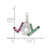 Lex & Lu Sterling Silver Polished Red White & Green CZ Joy Pendant - 4 - Lex & Lu