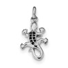 Lex & Lu Sterling Silver w/Rhodium Polished w/Black CZ Lizard Pendant - Lex & Lu