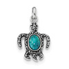 Lex & Lu Sterling Silver Rhodium/Oxidized Reconstituted Turquoise Turtle Pendant - Lex & Lu