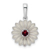 Lex & Lu Sterling Silver Garnet and Enamel Flower Pendant - Lex & Lu